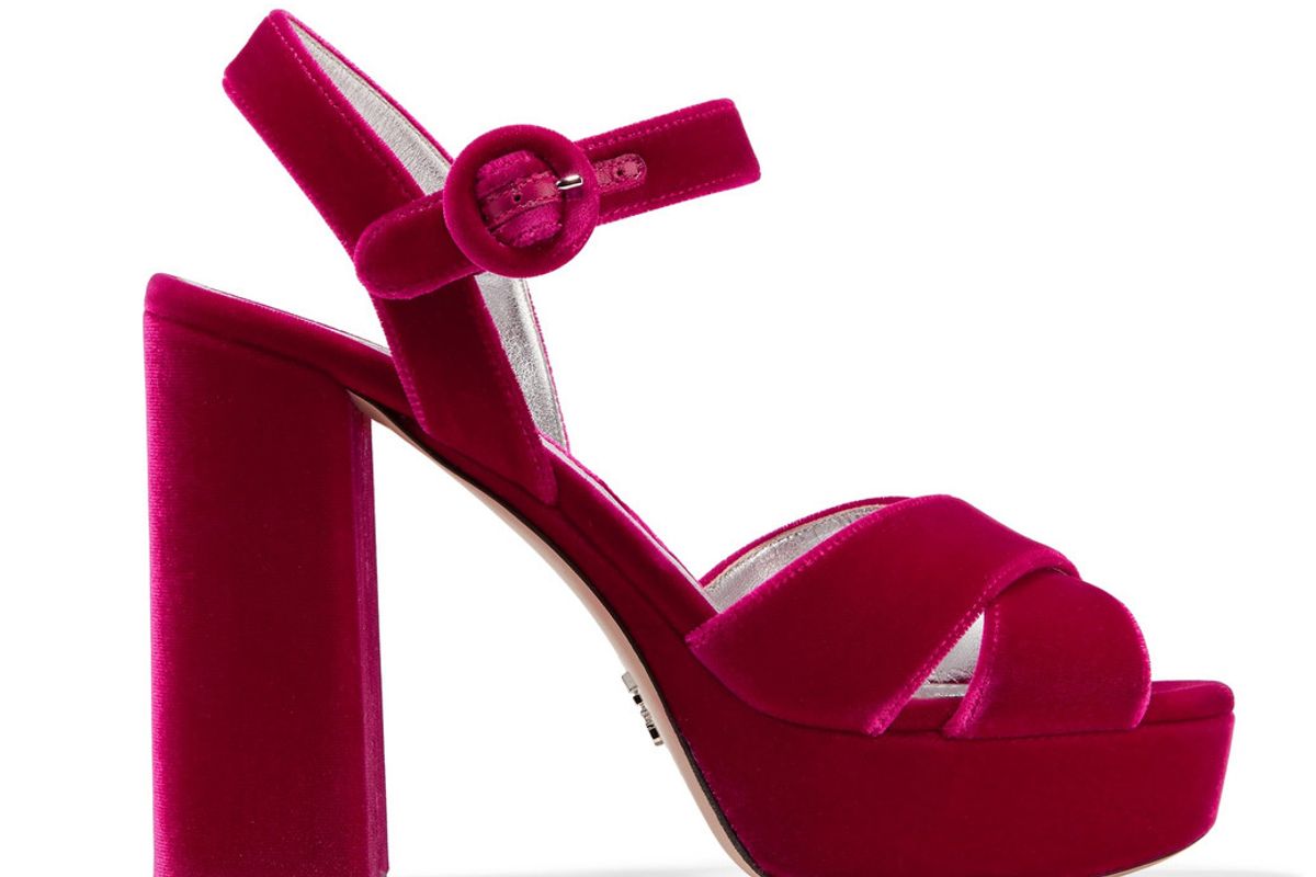 prada velvet platform sandals