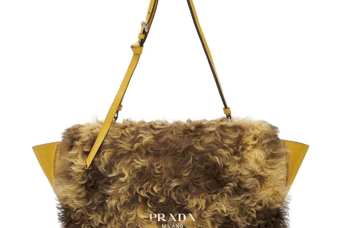 Yellow Shearling Messenger Bag