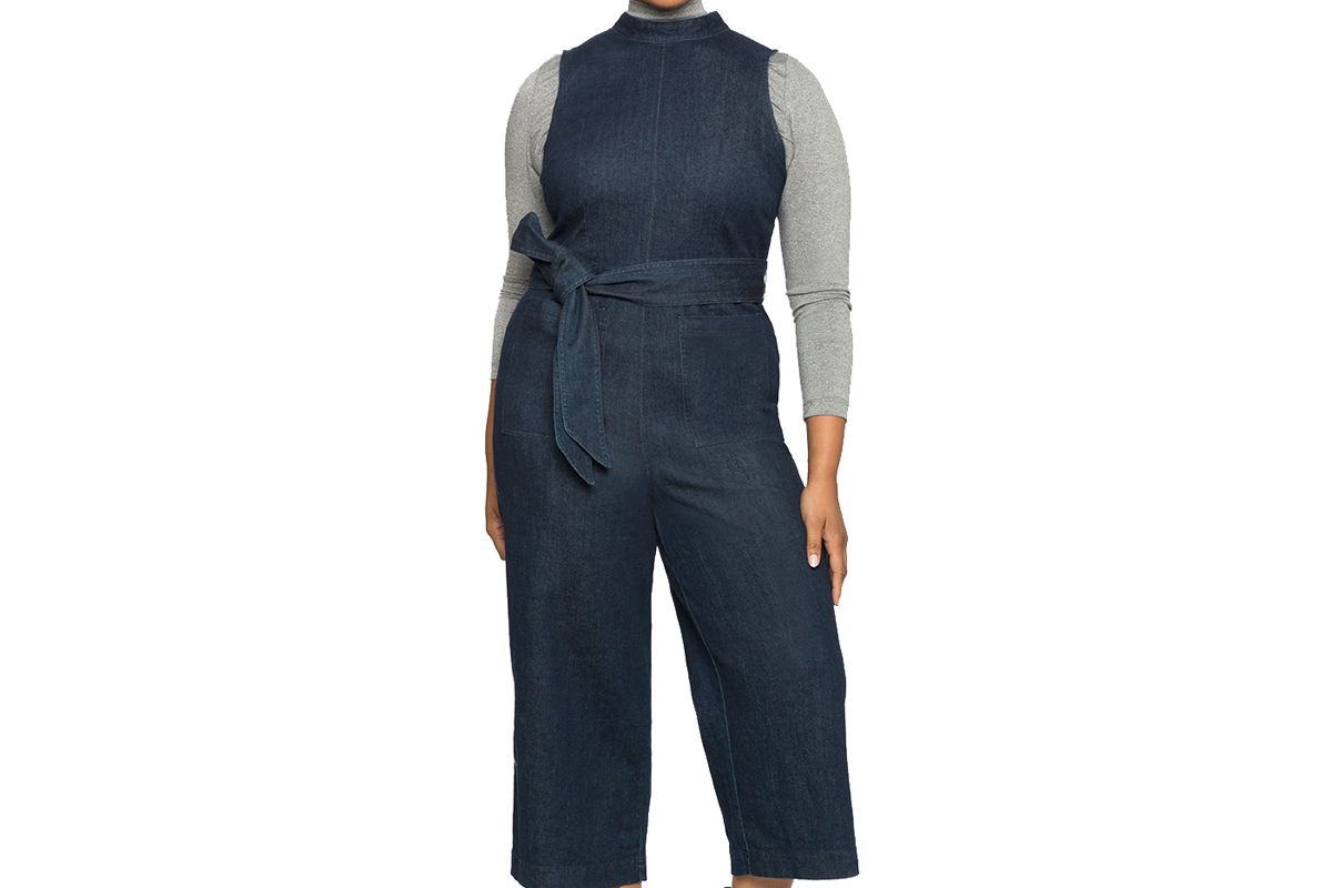 Wide Leg Denim Jumpsuit