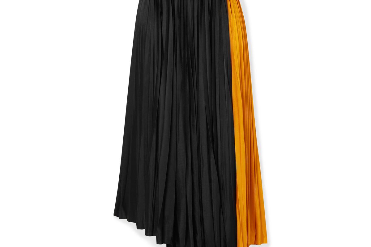 proenza schouler asymmetric two tone pleated jersey wrap skirt