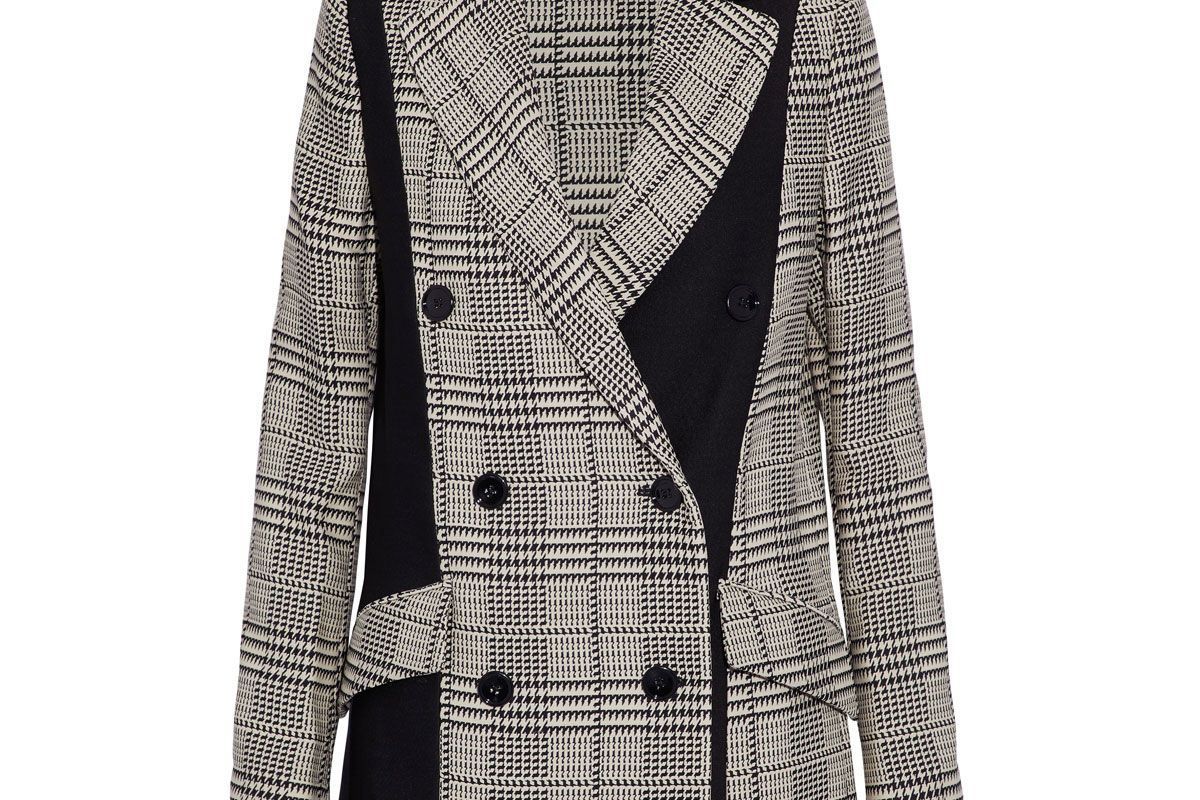 proenza schouler double breasted paneled houndstooth cady blazer