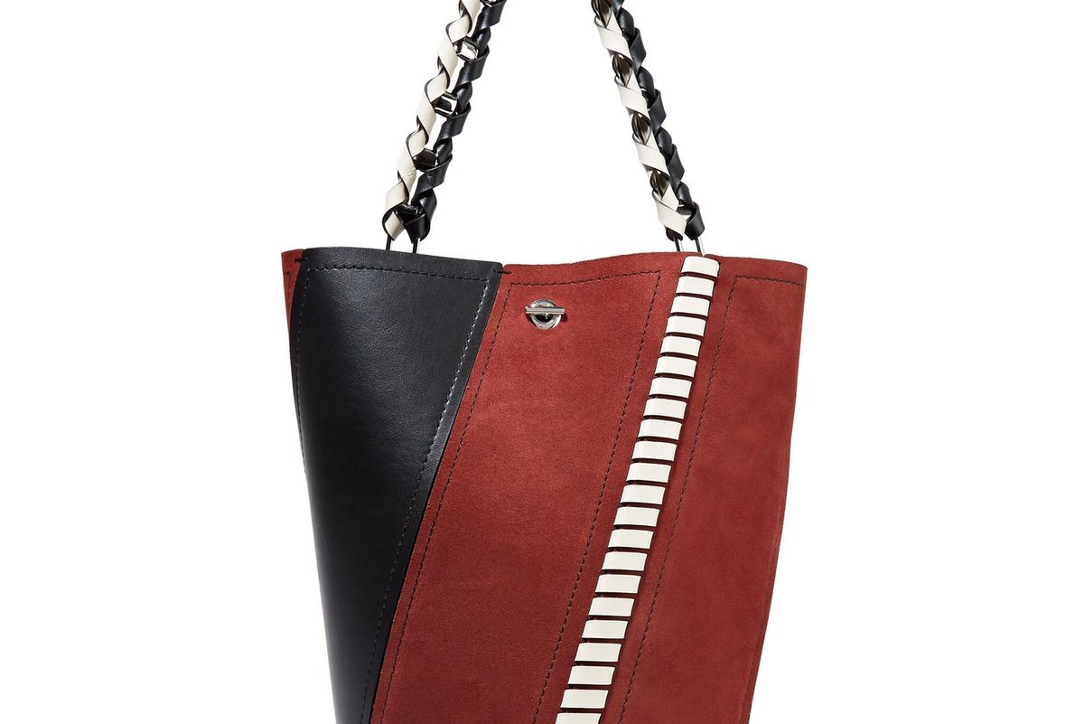Hex Paneled Leather and Suede Tote