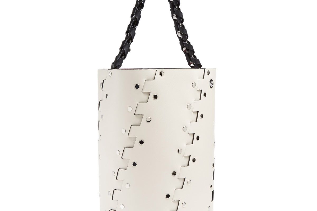 Hex Stud-Embellished Leather Bucket Bag