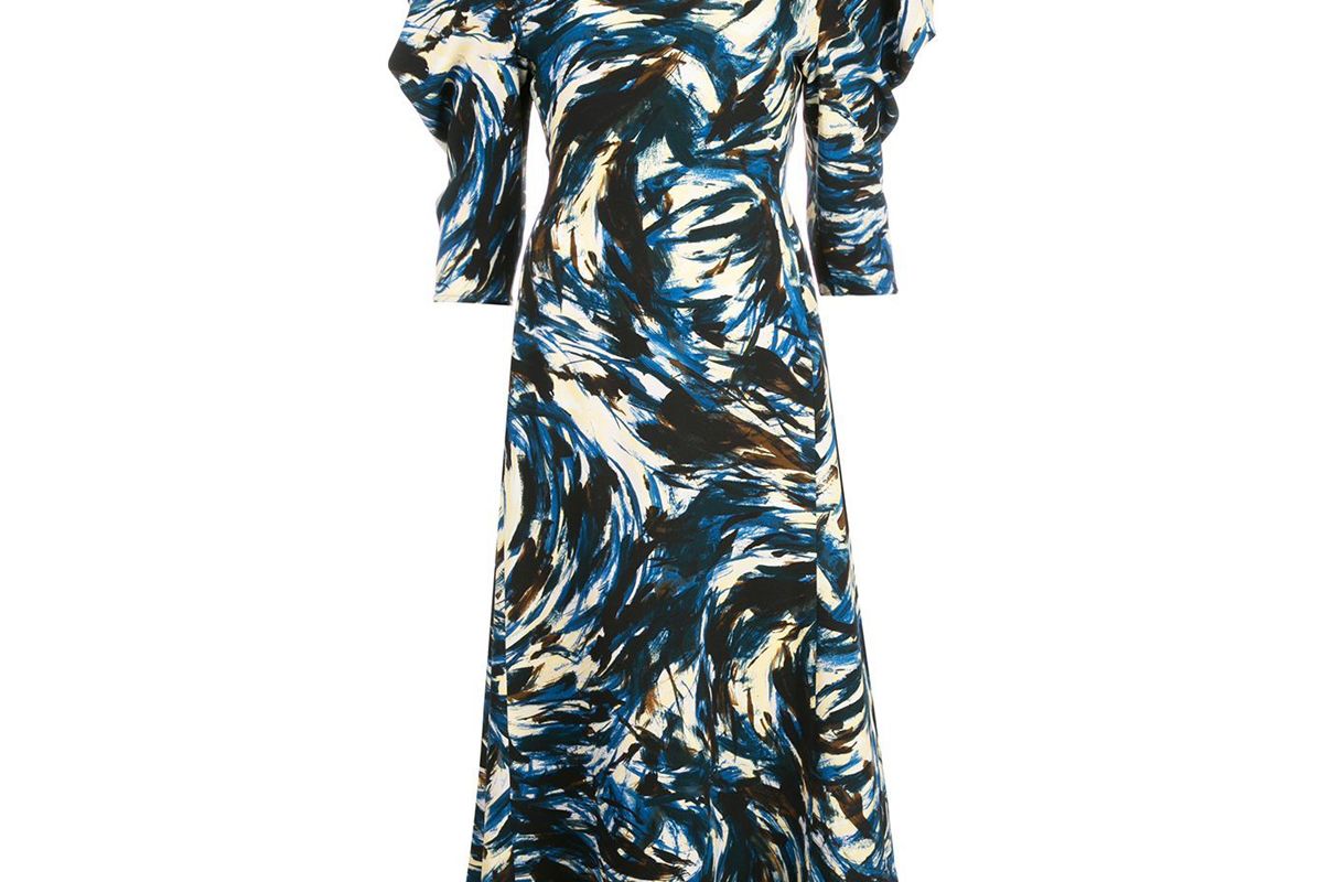 proenza schouler high neck swirl midi dress