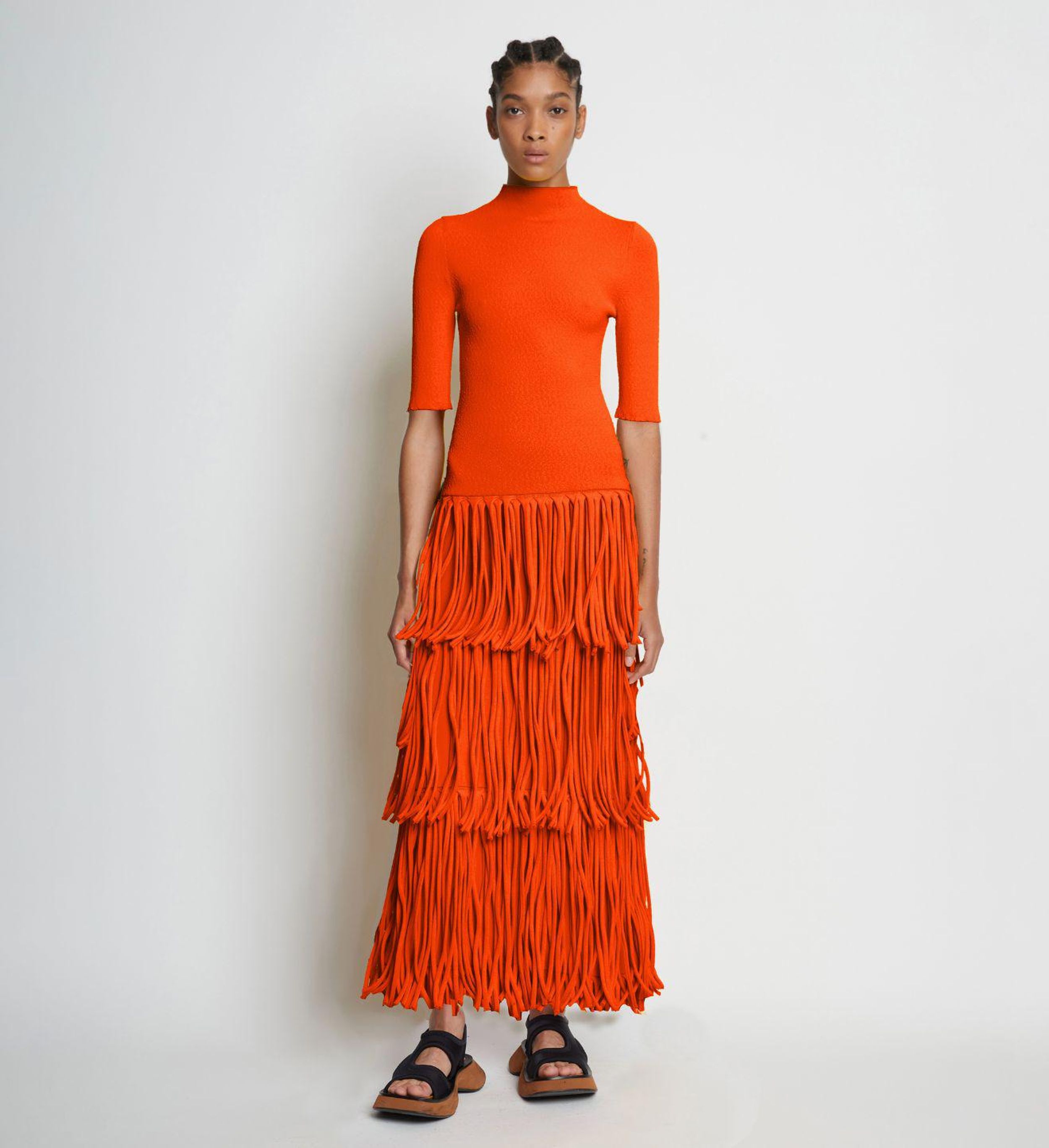 Textured Knit Fringe Dress - Coveteur: Inside Closets, Fashion, Beauty ...