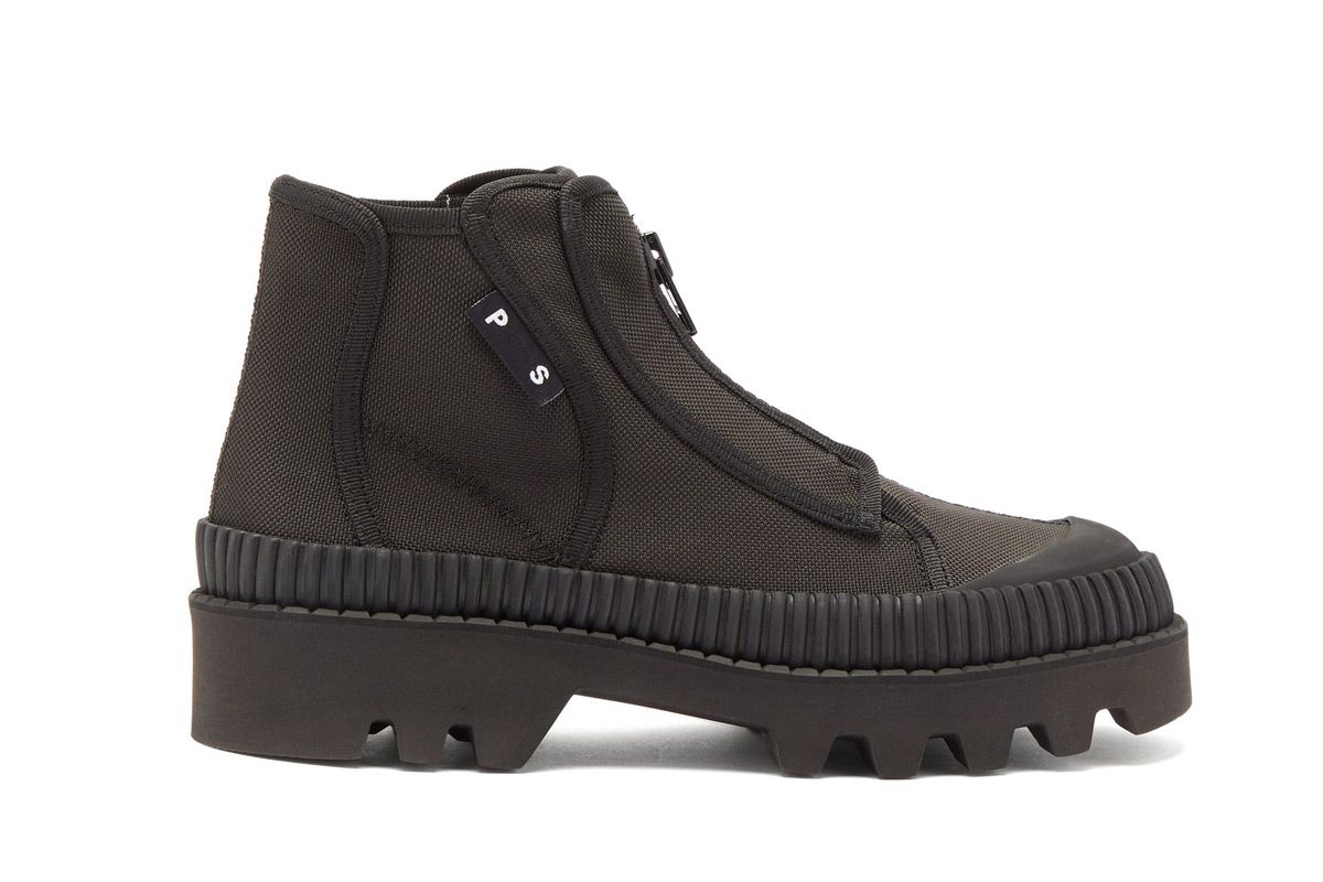 proenza schouler zip up rubber and canvas boots