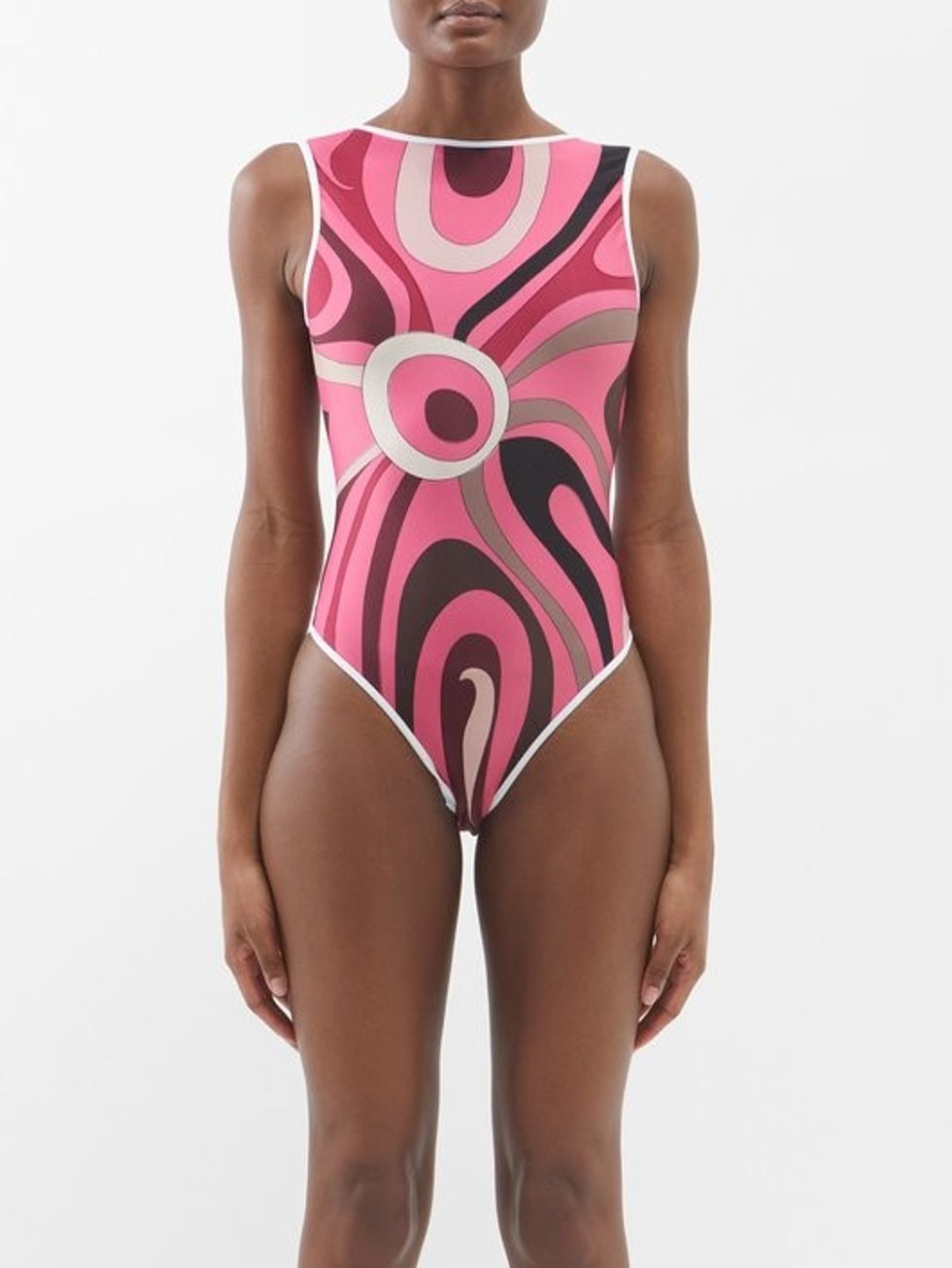 Pucci Marmo-print Open-back Swimsuit
