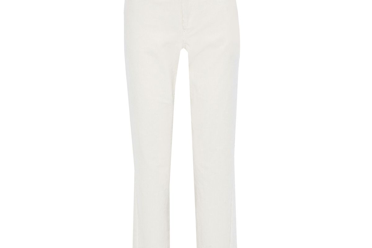 pushbutton stretch cotton corduroy straight leg pants