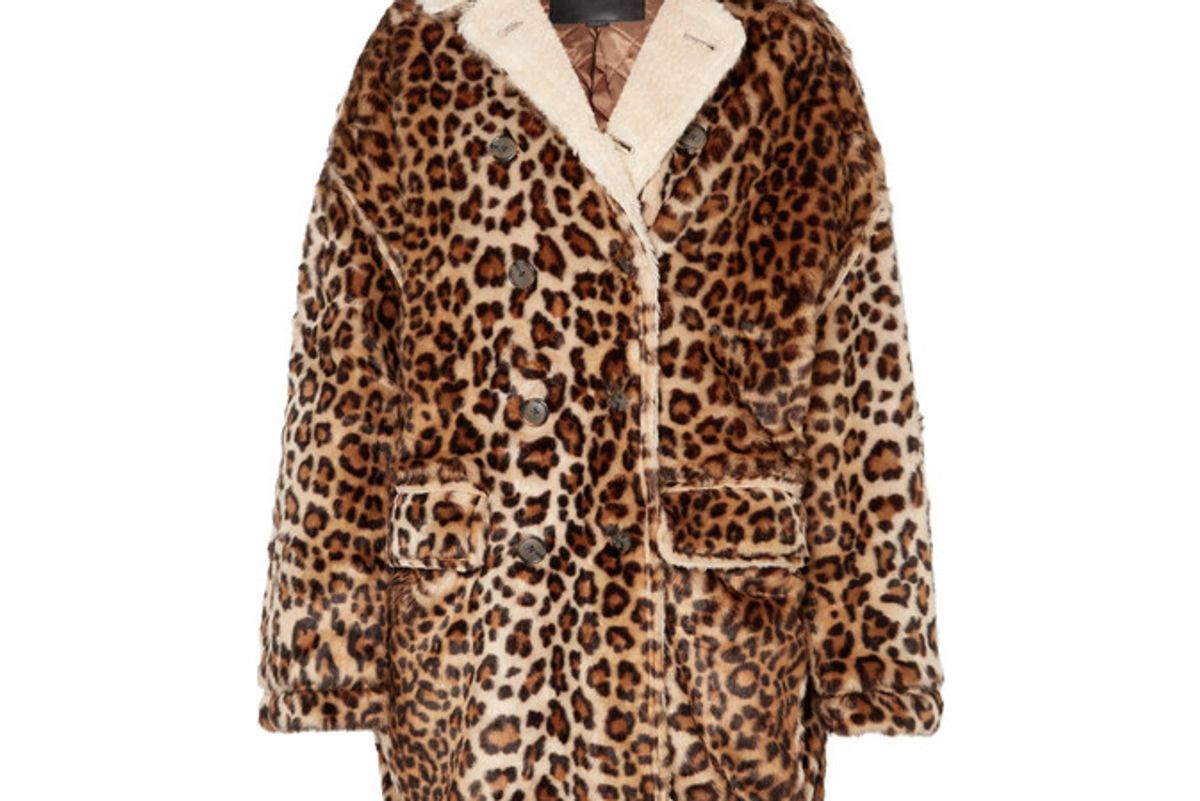 r 13 oversized shearling lined leopard print faux fur coat