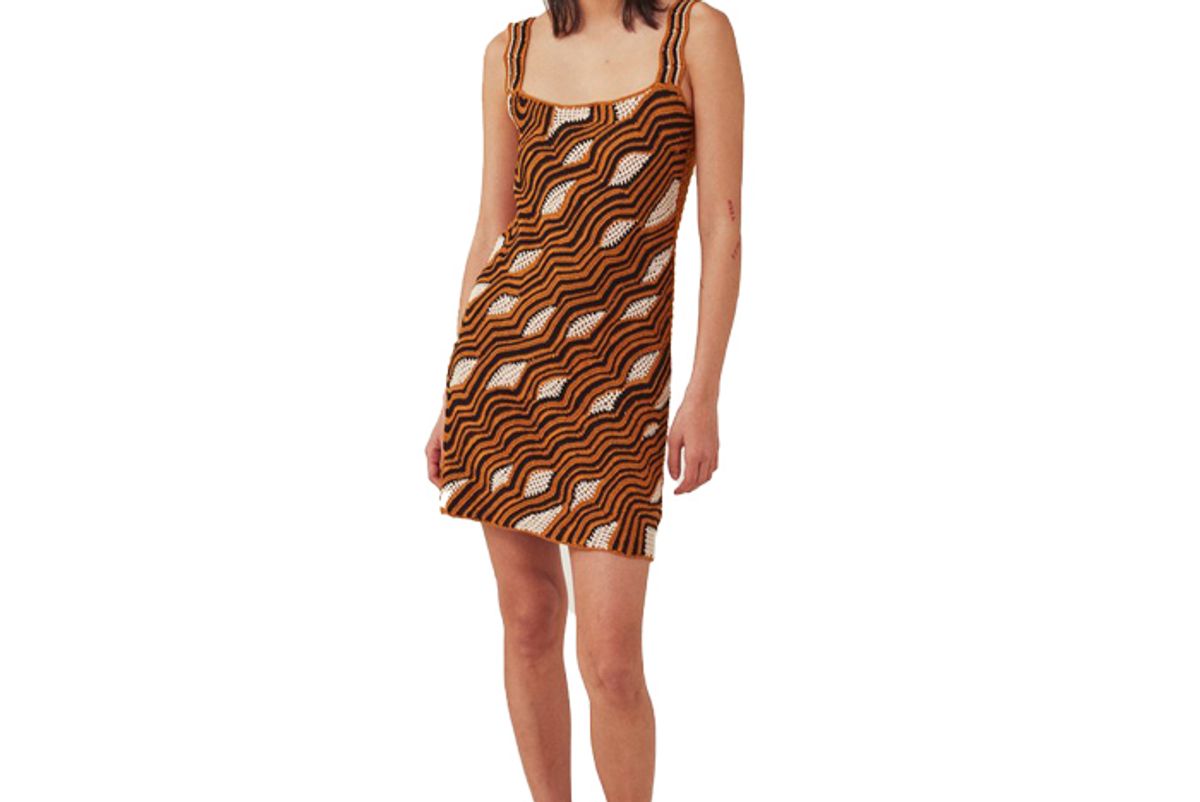 rachel comey orata dress in tiger multi crochet