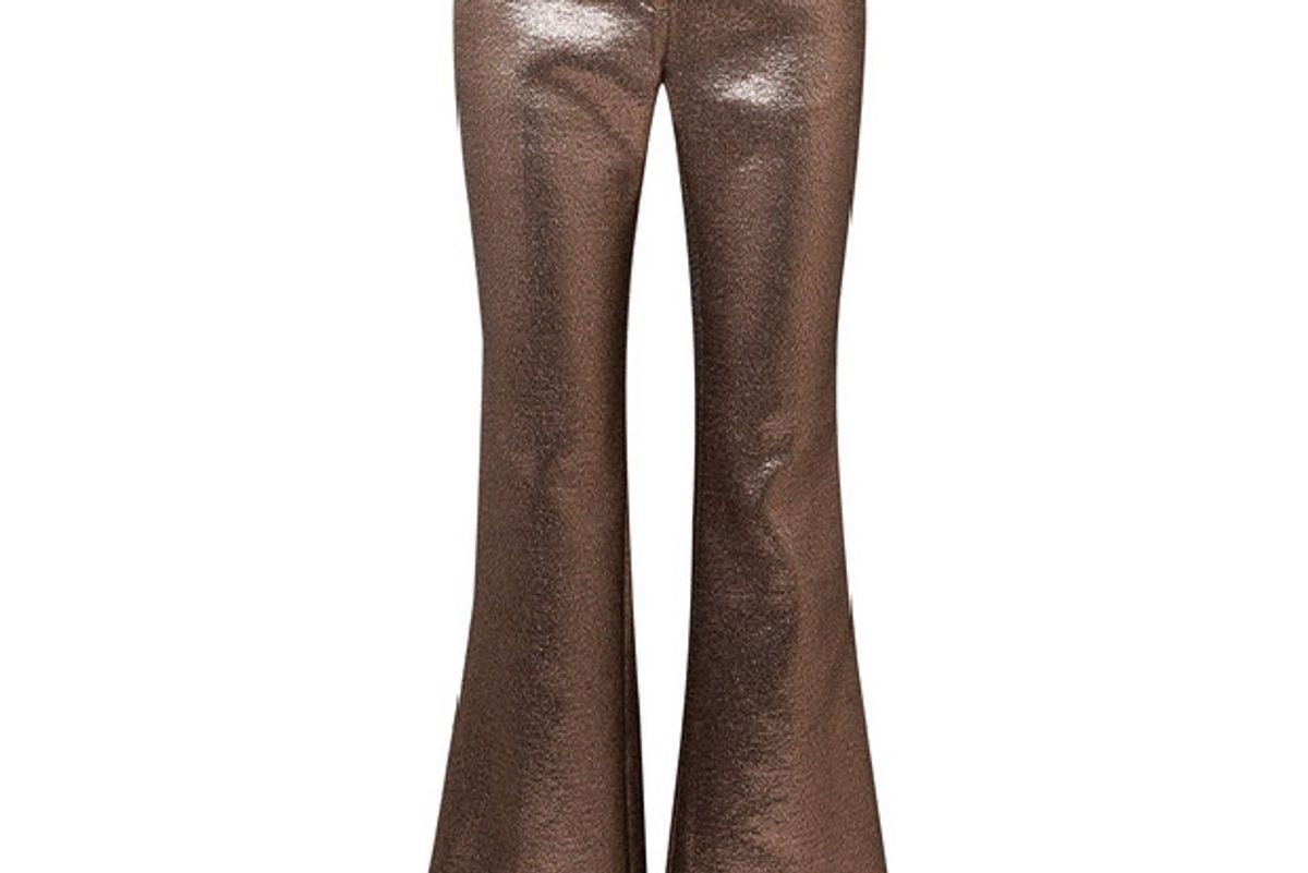 Bruno grosgrain-trimmed metallic jacquard flared pants