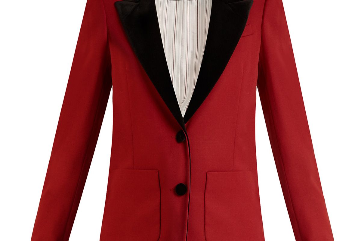 Yorkshire contrast-lapel wool blazer