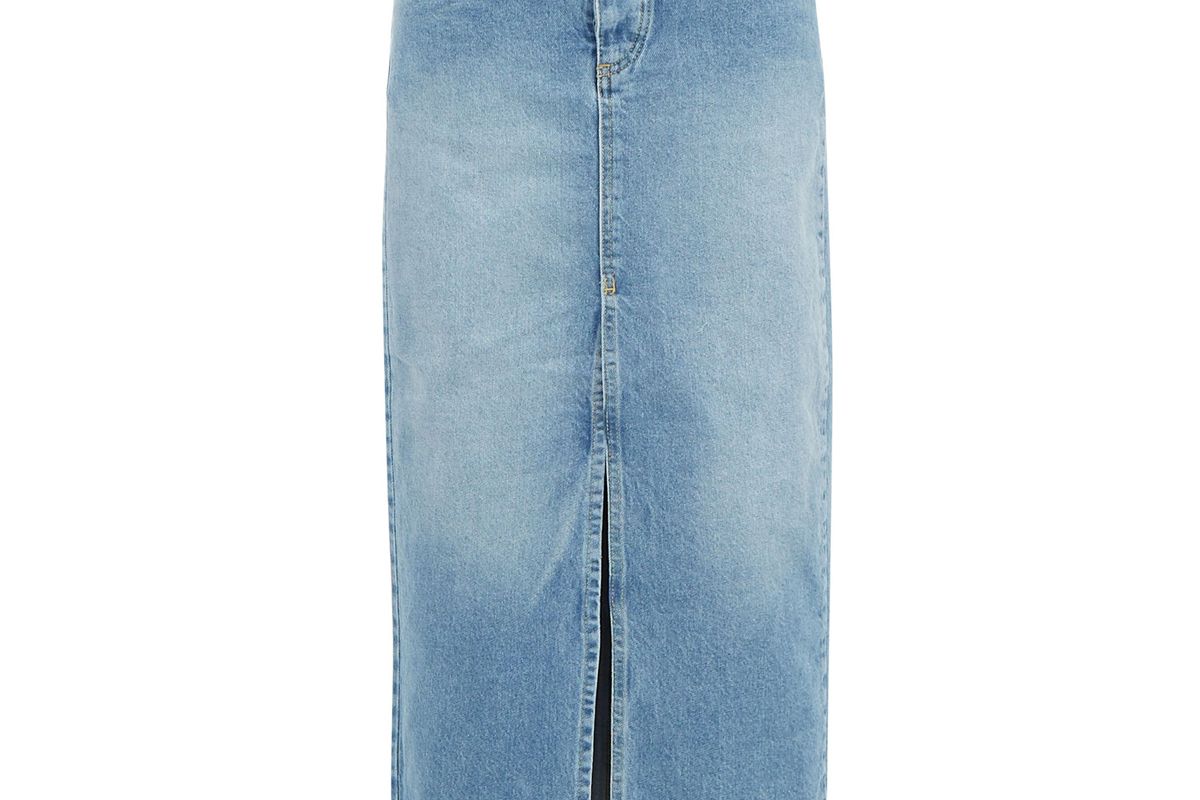 raey slit front denim maxi pencil skirt
