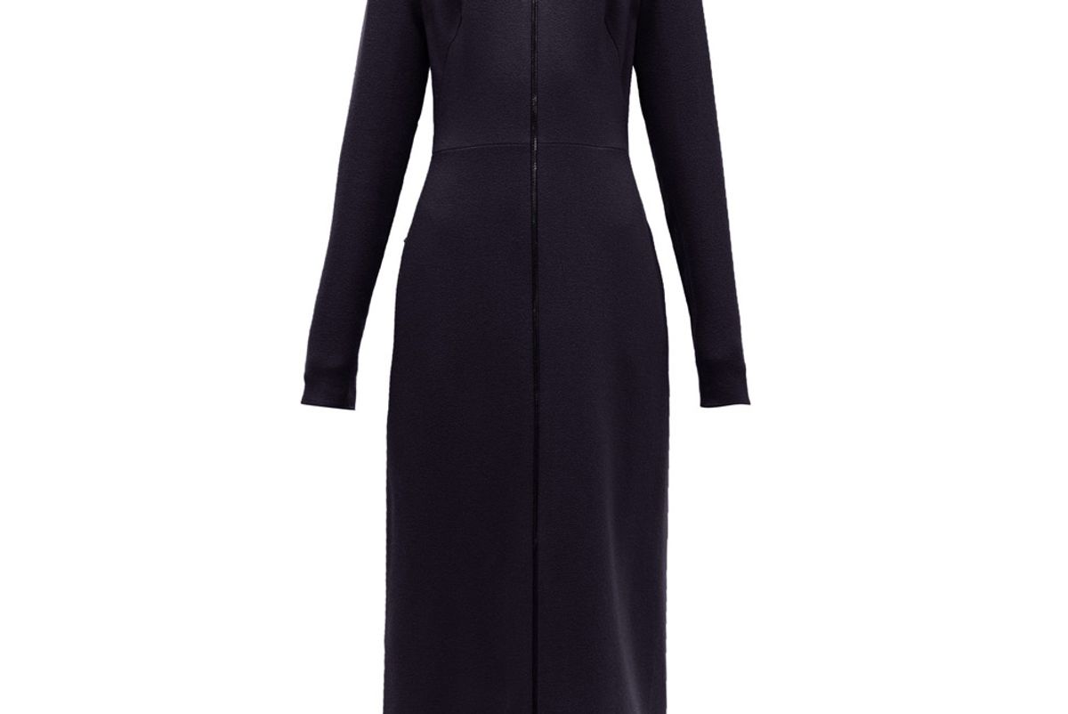 raey zip front wool crepe midi dress