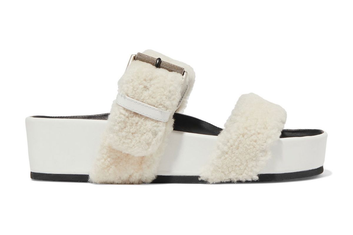 rag and bone evin shearling platform slides