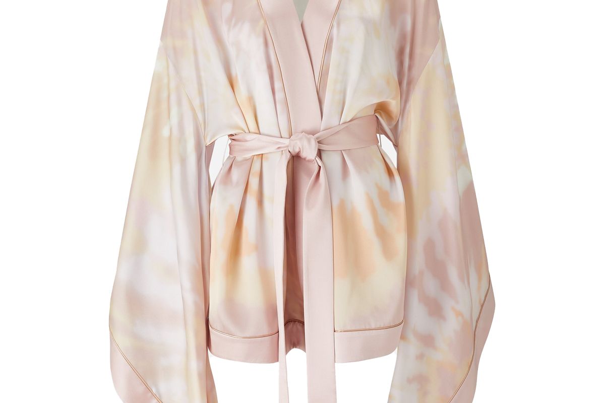 ralph and russo pink tie dye silk satin kimono top