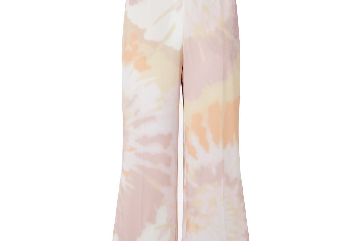 ralph and russo pink tie dye silk satin wide leg culotte trousers