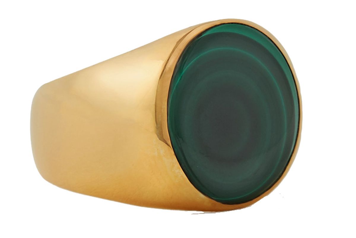 rasa x anna beck gold large gold plated malachite ring