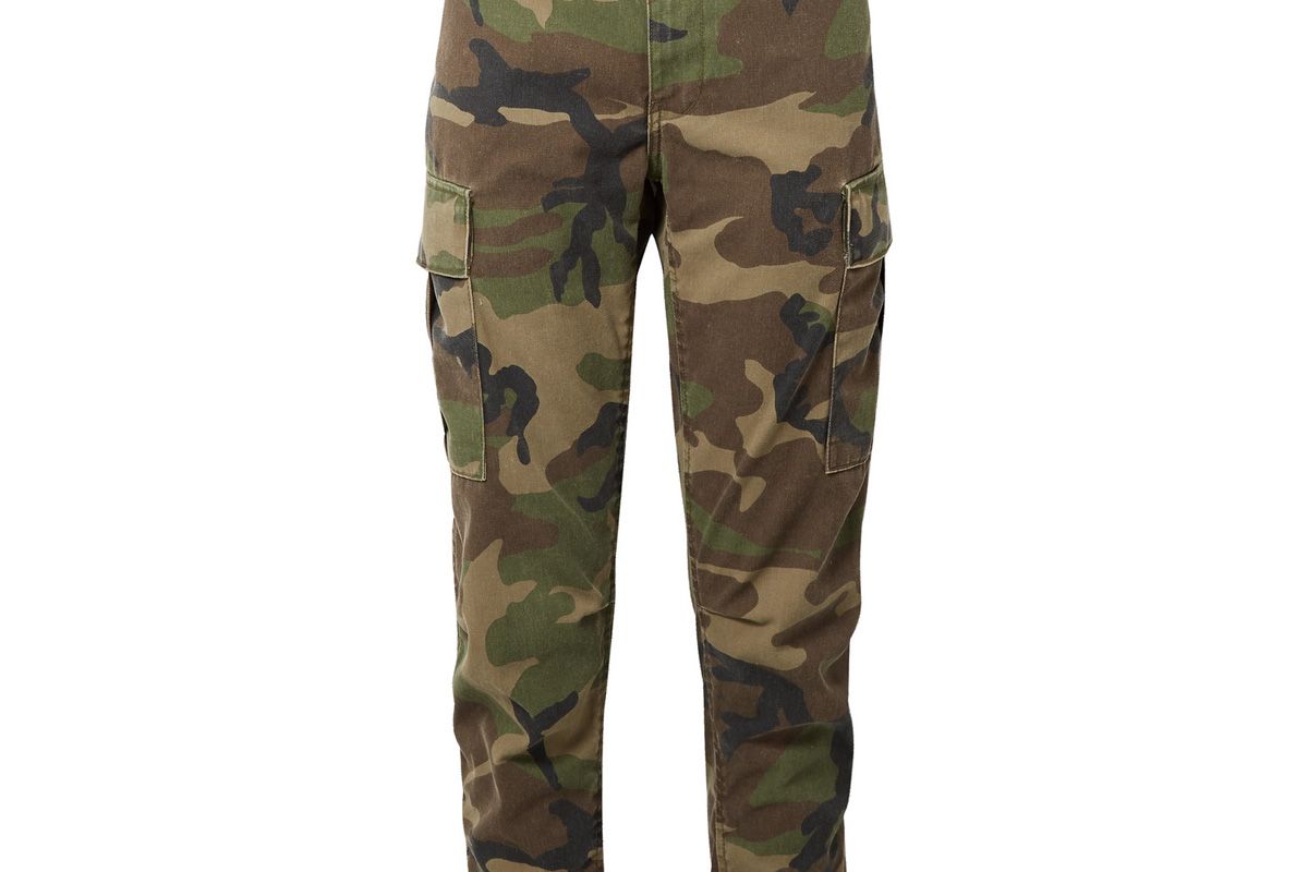 re done camouflage print cotton canvas tapered pants