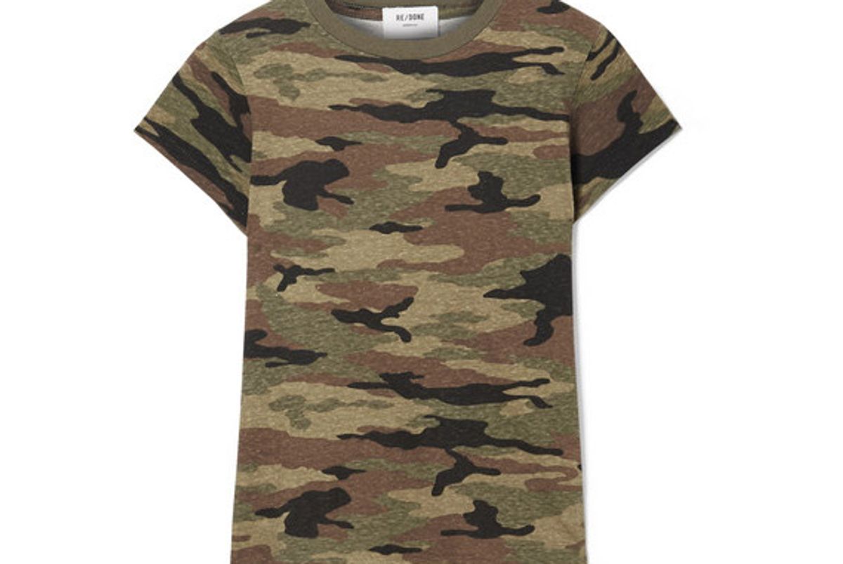 re done camouflage print slub cotton jersey t shirt