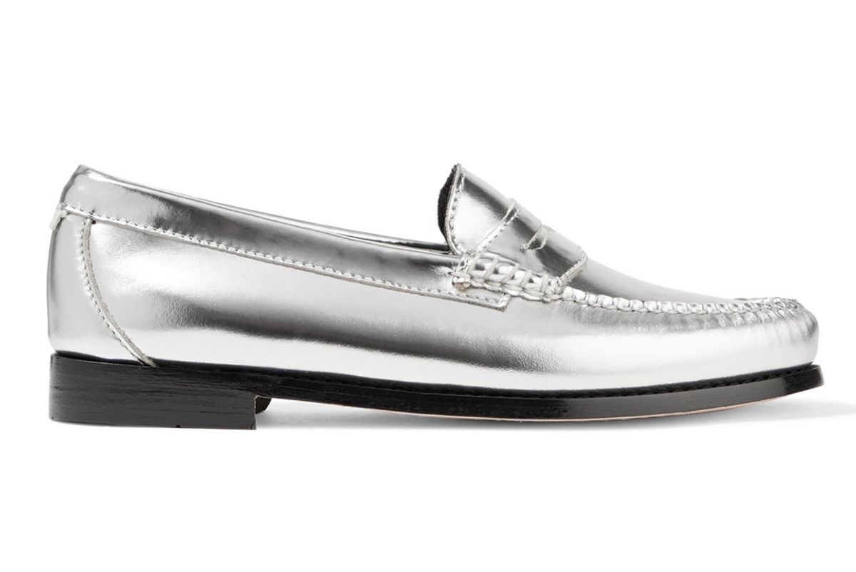 re/done + weejuns the whitney metallic leather loafers