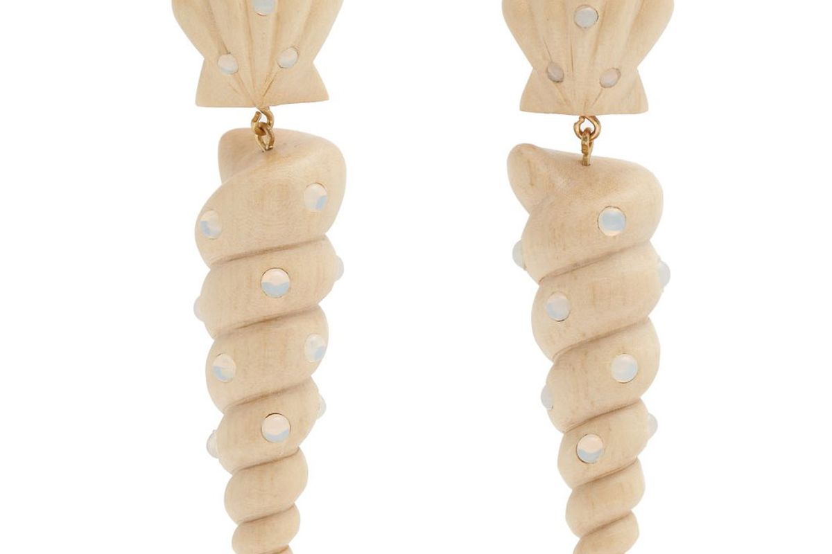 rebecca de ravenel twisty shell drop clip on earrings