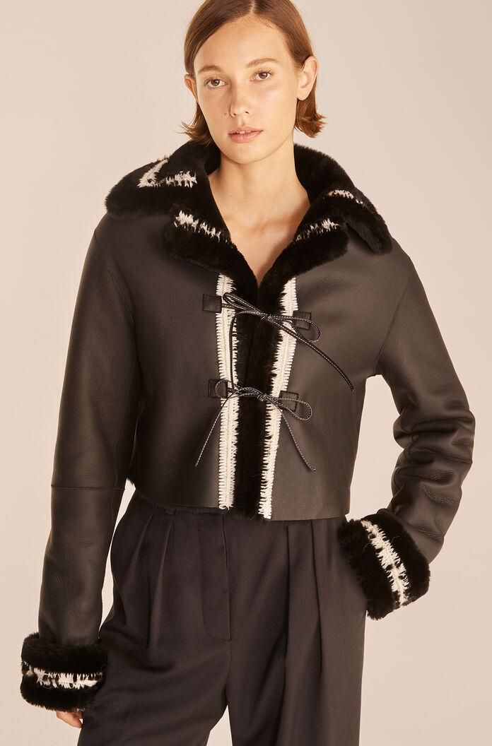 rebecca taylor reversible wool shearling shirt jacket