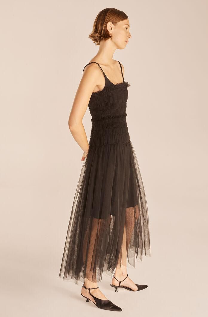 rebecca taylor tulle sleeveless smocked dress