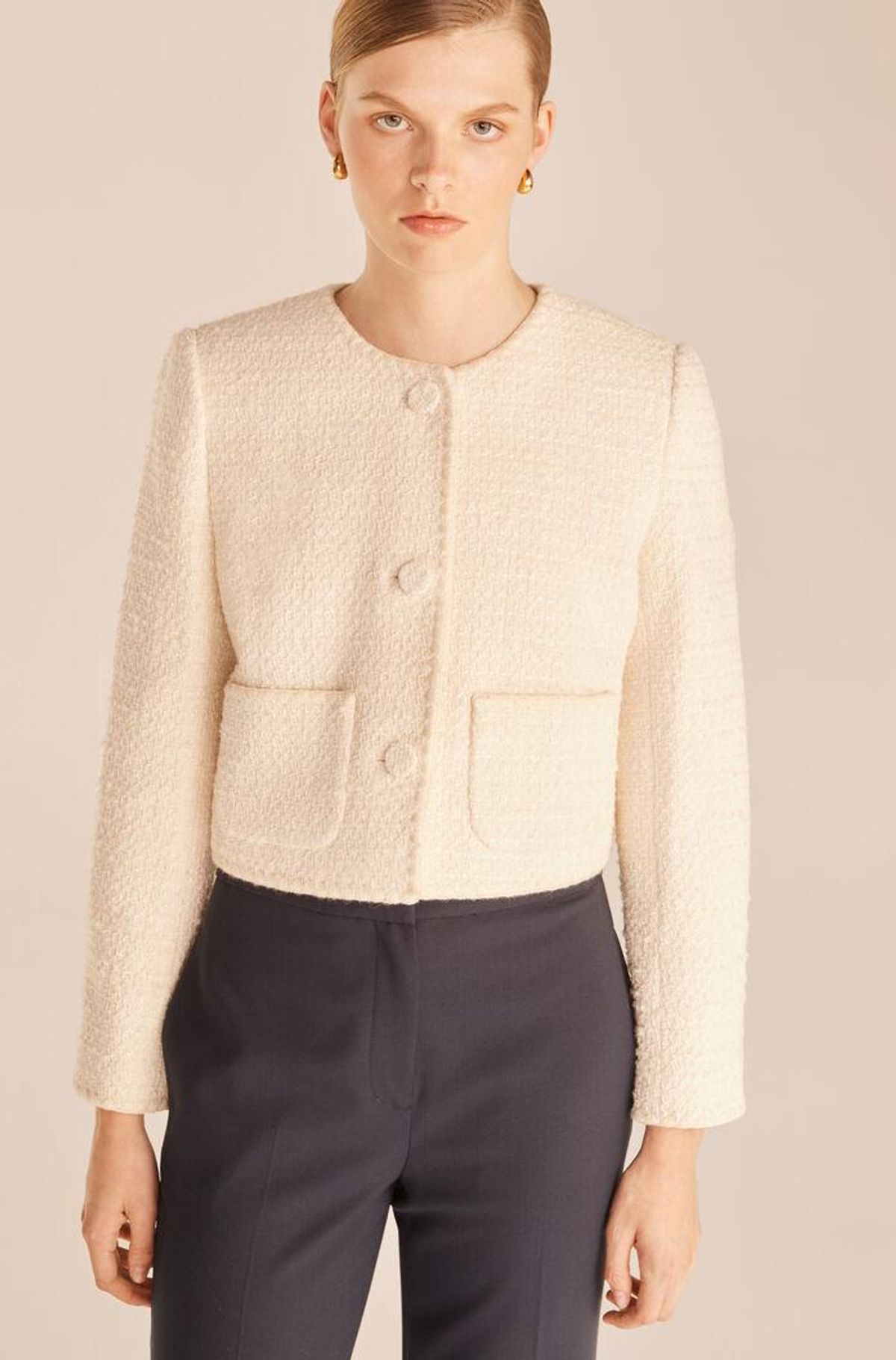 rebecca taylor whipstitch tweed jacket