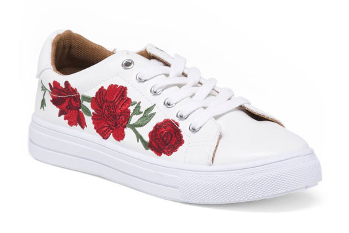 Lace Up Embroidered Sneakers