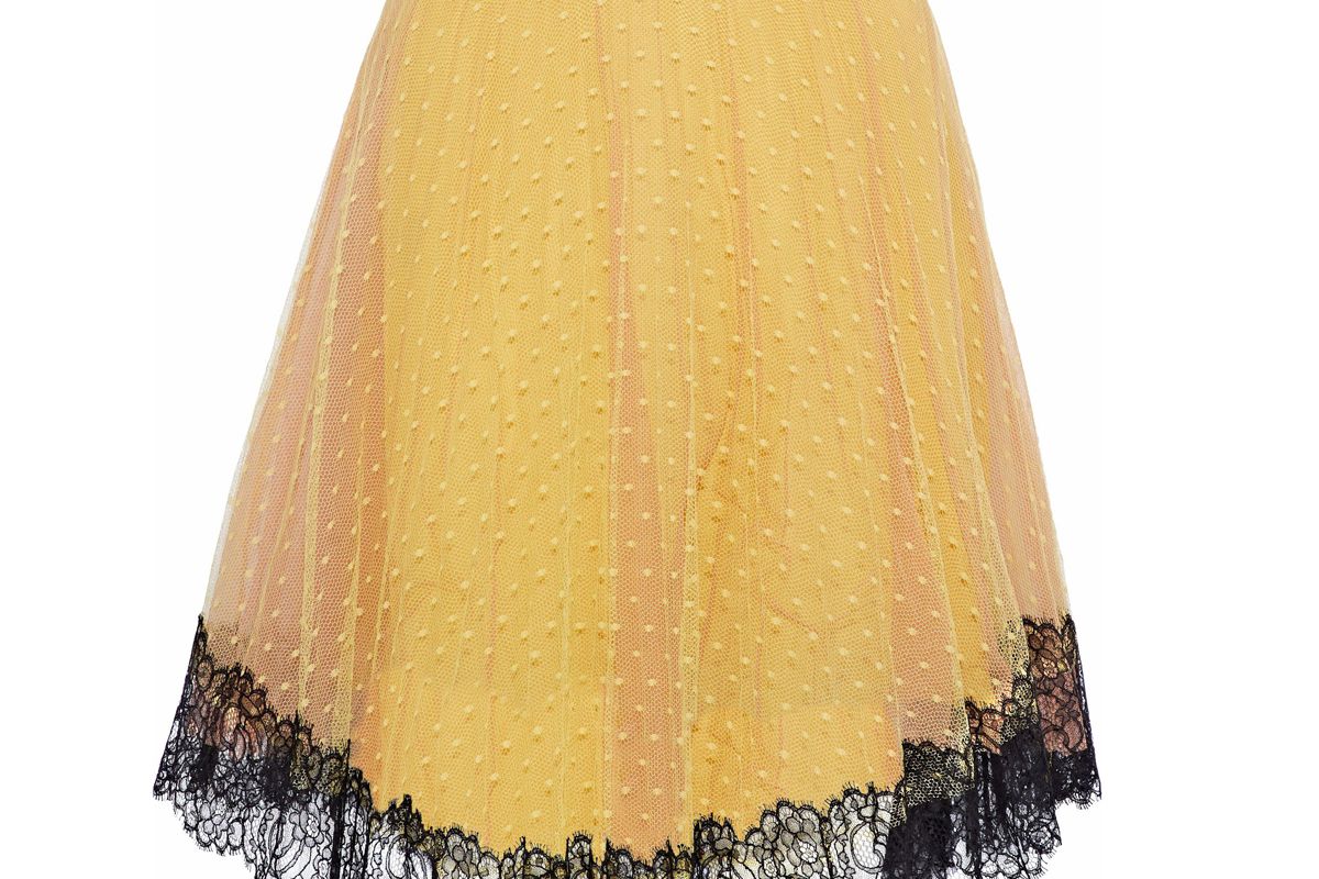 red valentino lace trimmed point d'esprit skirt