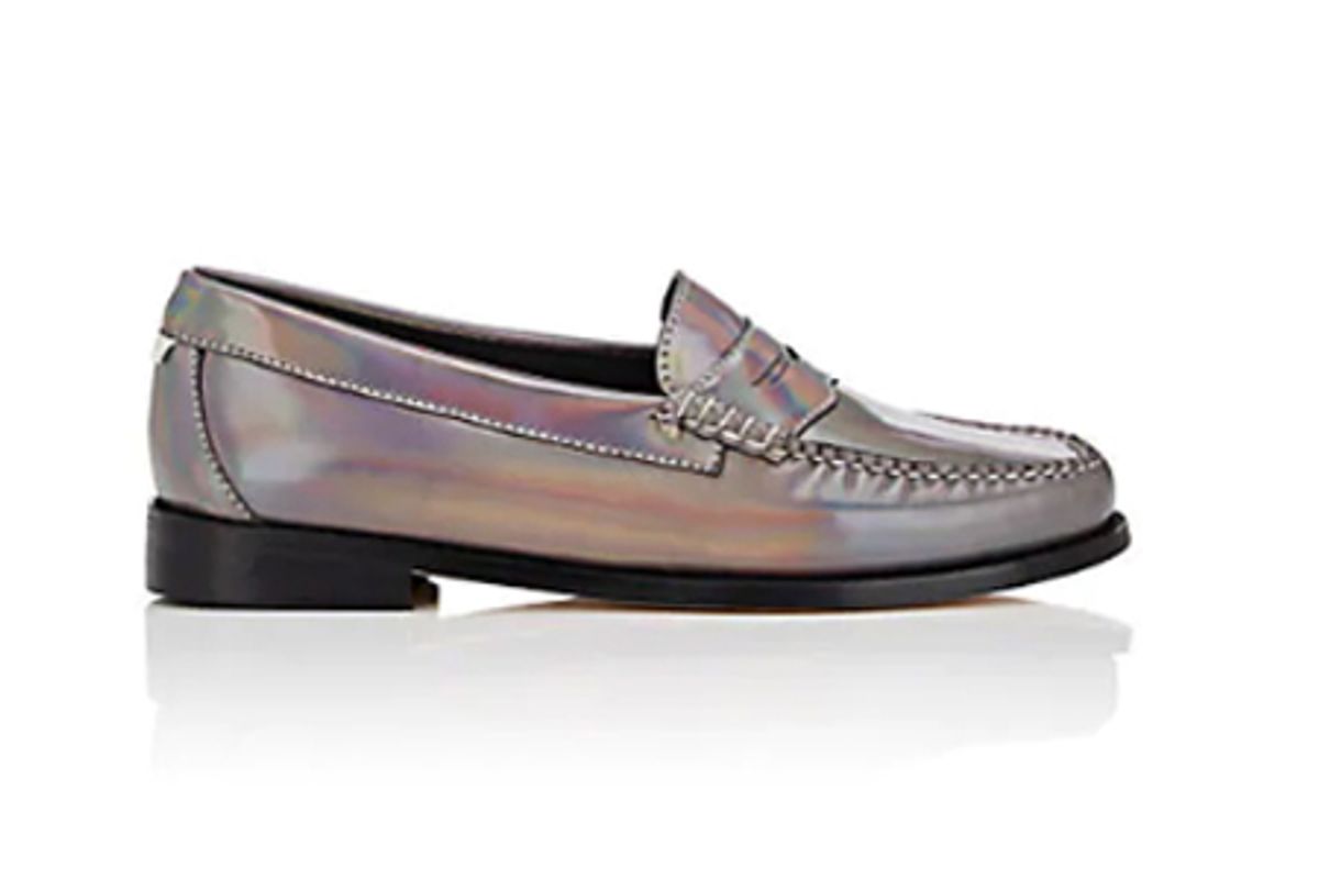 redone weejuns whitney holographic leather penny loafers
