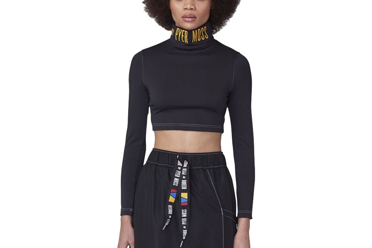 reebok by pyer moss embroidered logo cropped turtleneck