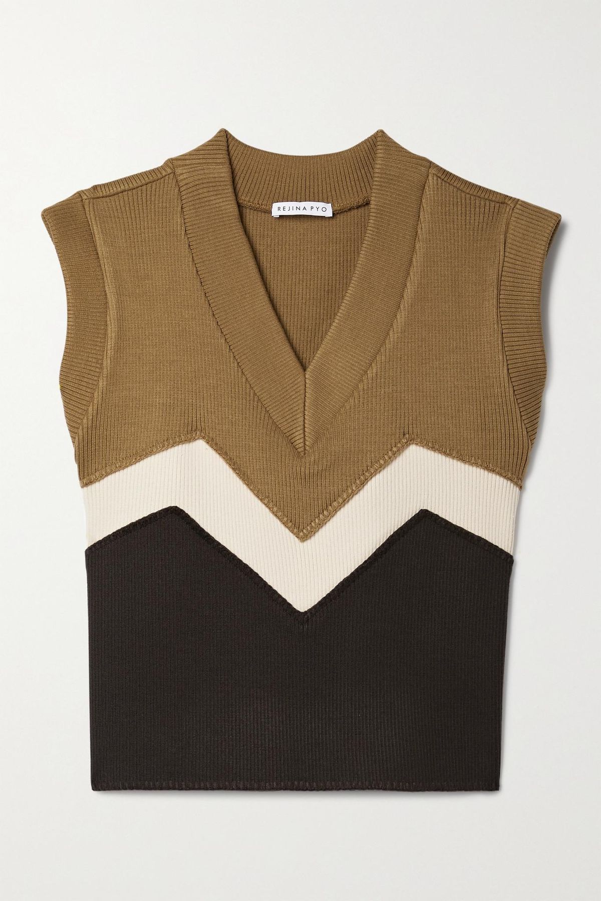 rejina pyo kenna color block ribbed knit vest