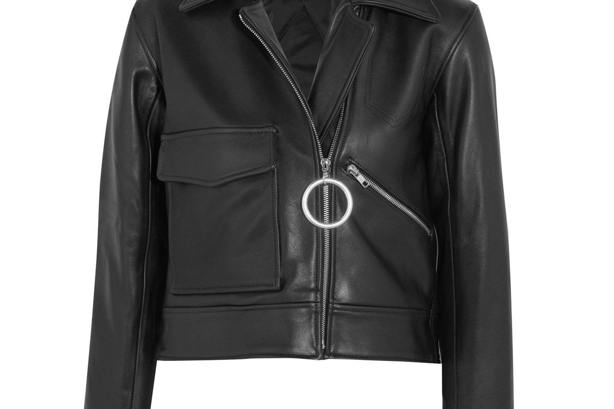 Sara Cropped Leather Biker Jacket