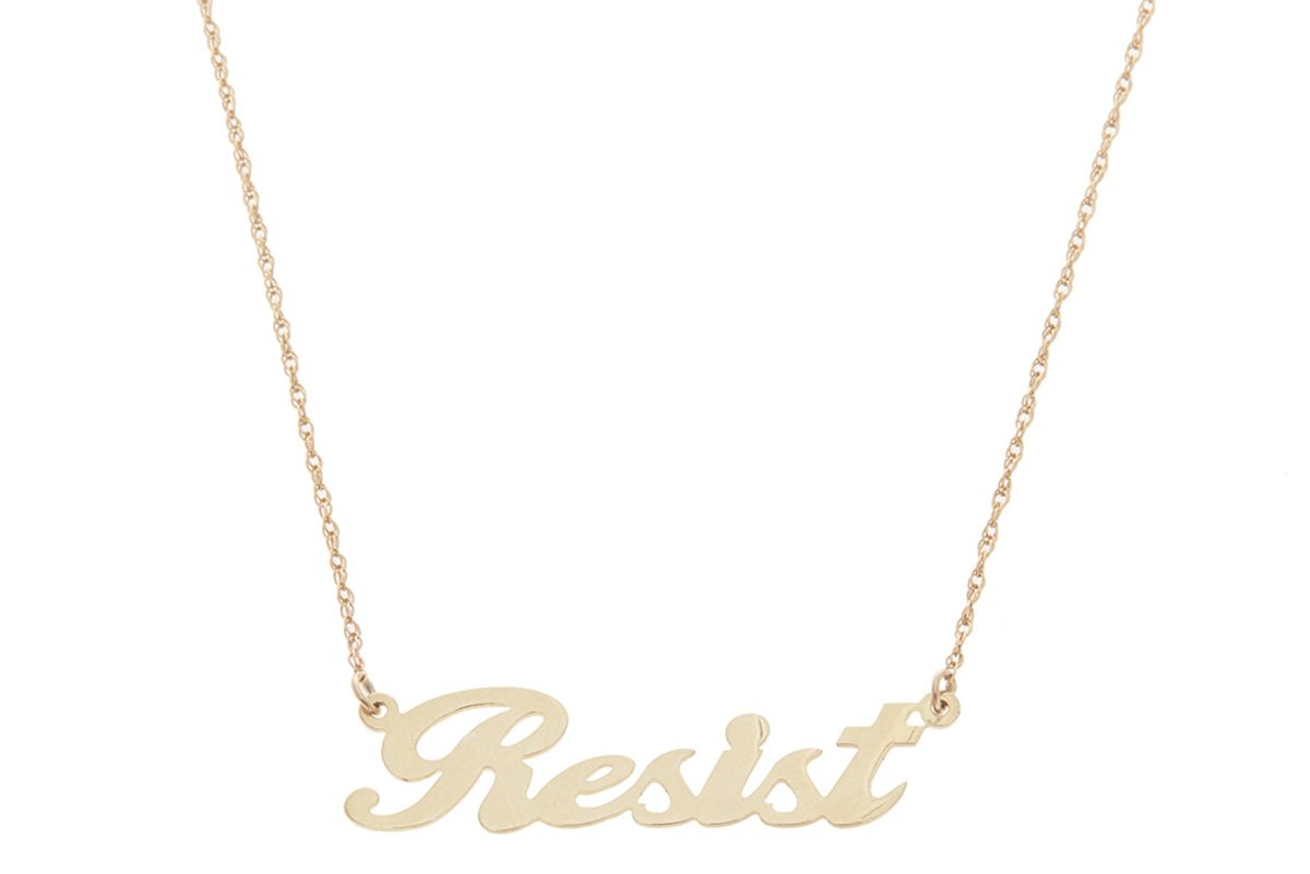 resist nameplate necklace 14k yellow gold