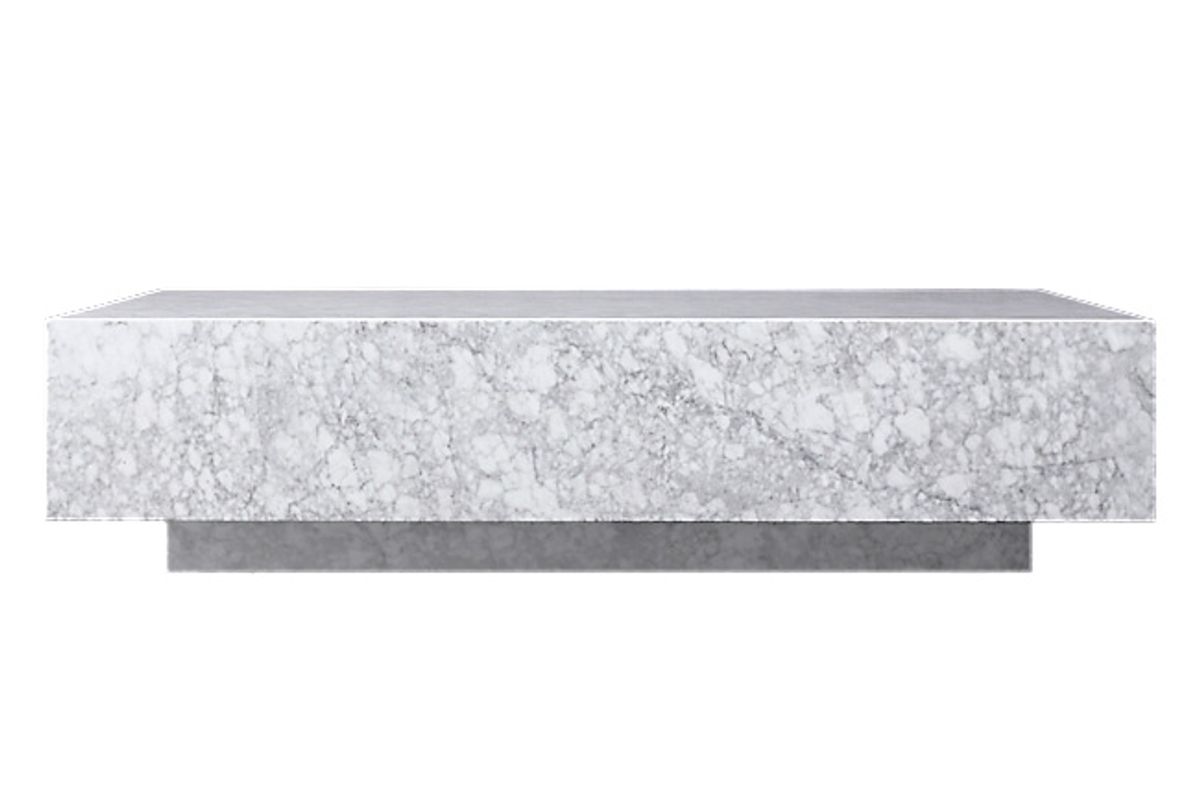 restoration hardware marble plinth coffee table