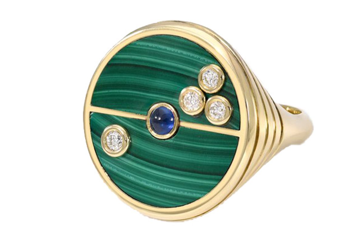 retrouvai compass ring malachite blue sapphire