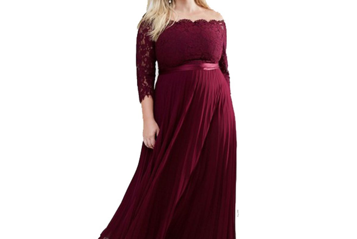 Imi Lace Bodice Maxi Dress With Pleated Skirt