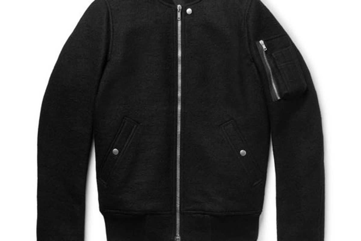 rick owens boiled virgin wool bomber jacket