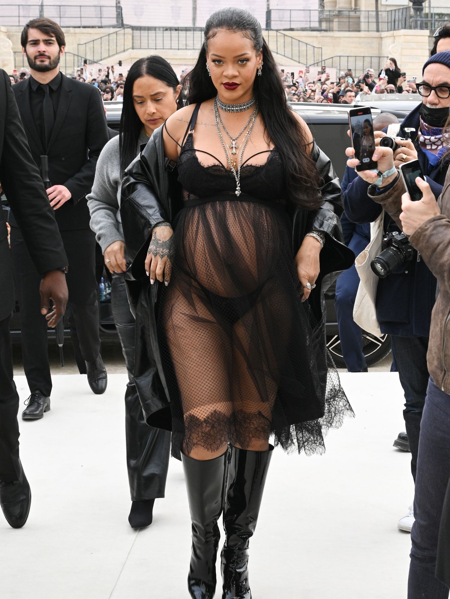 Rihanna attends Dior's Fall/Winter 2022/2023 womenswear show