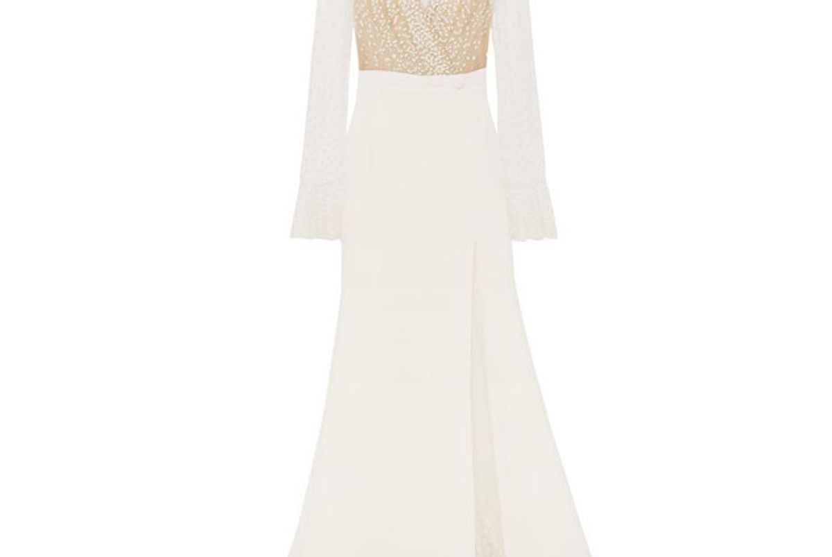 rime arodaky joni swiss dot tulle and crepe gown