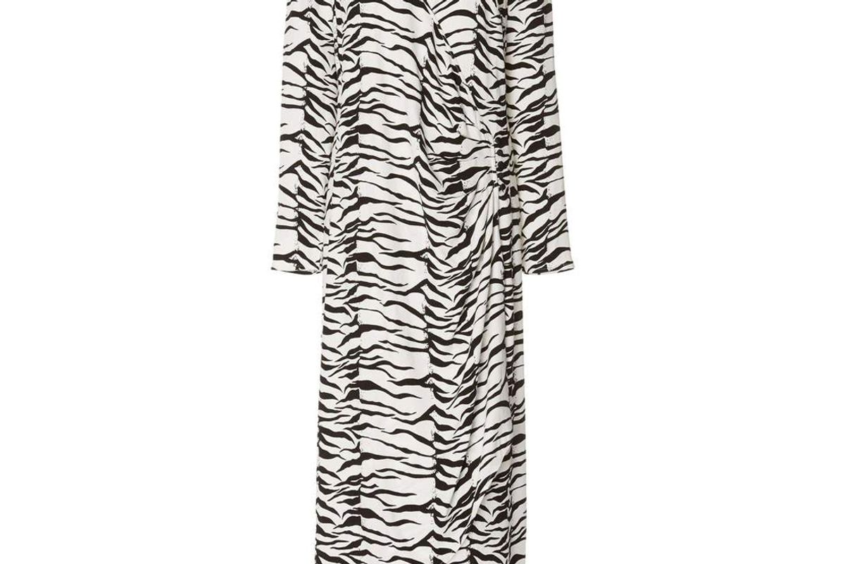 rixo betty mono tiger midi wrap dress