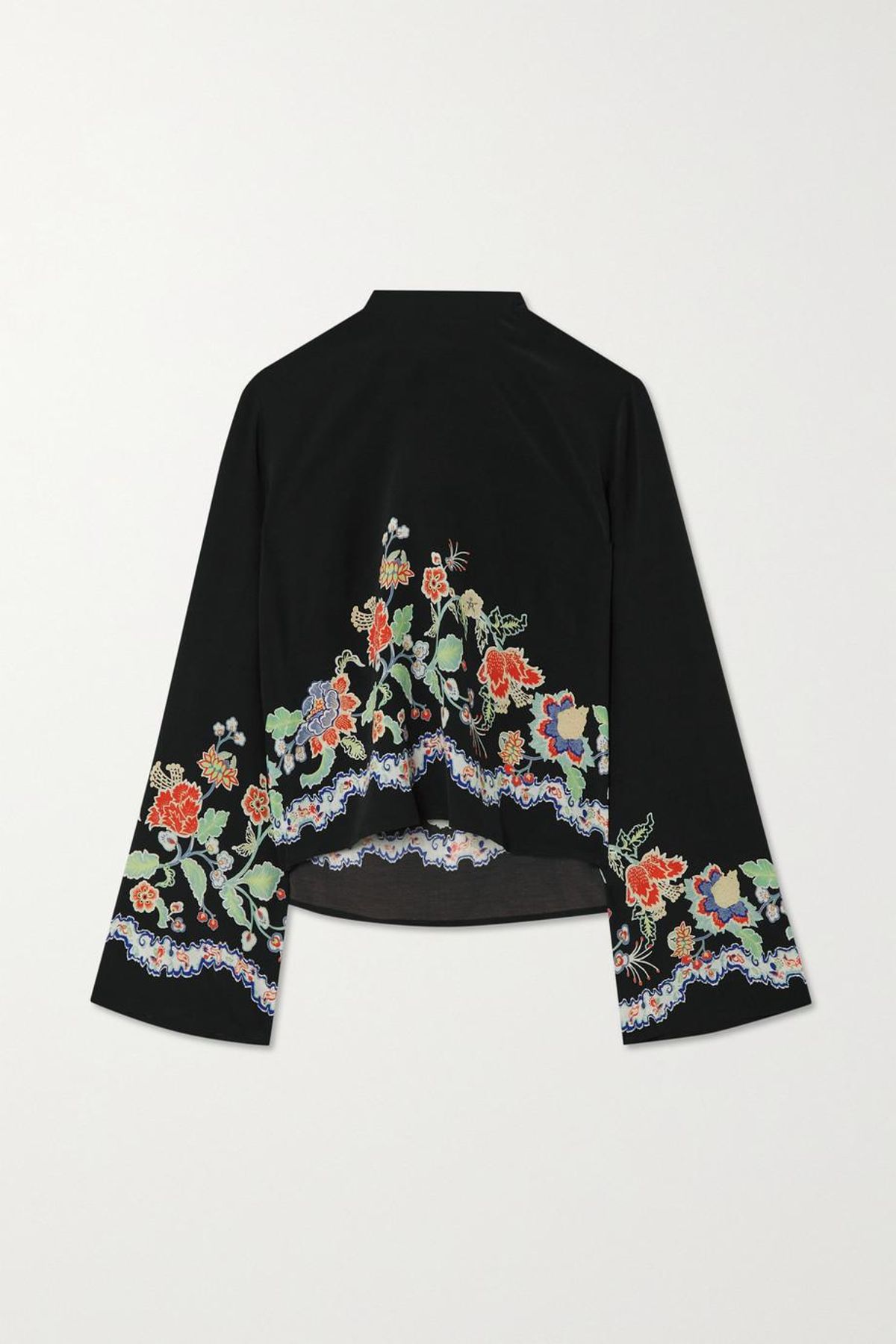 Rixo Georgie Croped Floral-Print Crepe de Chine Top