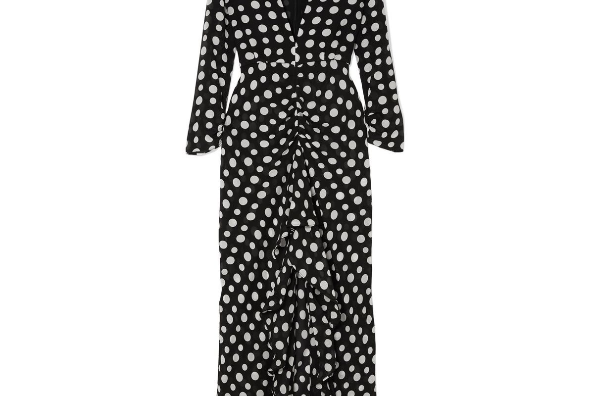 rixo london adriana ruffled polka dot silk crepe midi dress