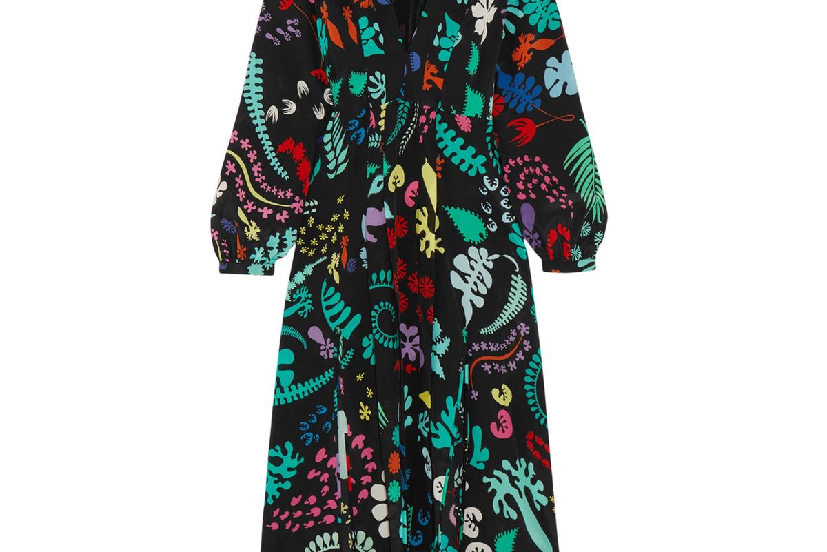 Camellia Printed Silk Midi Dress