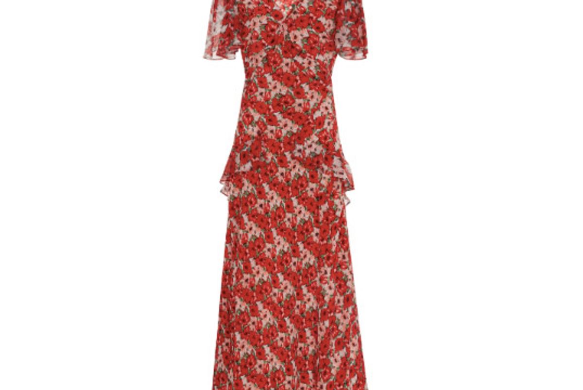 rixo london evie printed silk chiffon midi dress