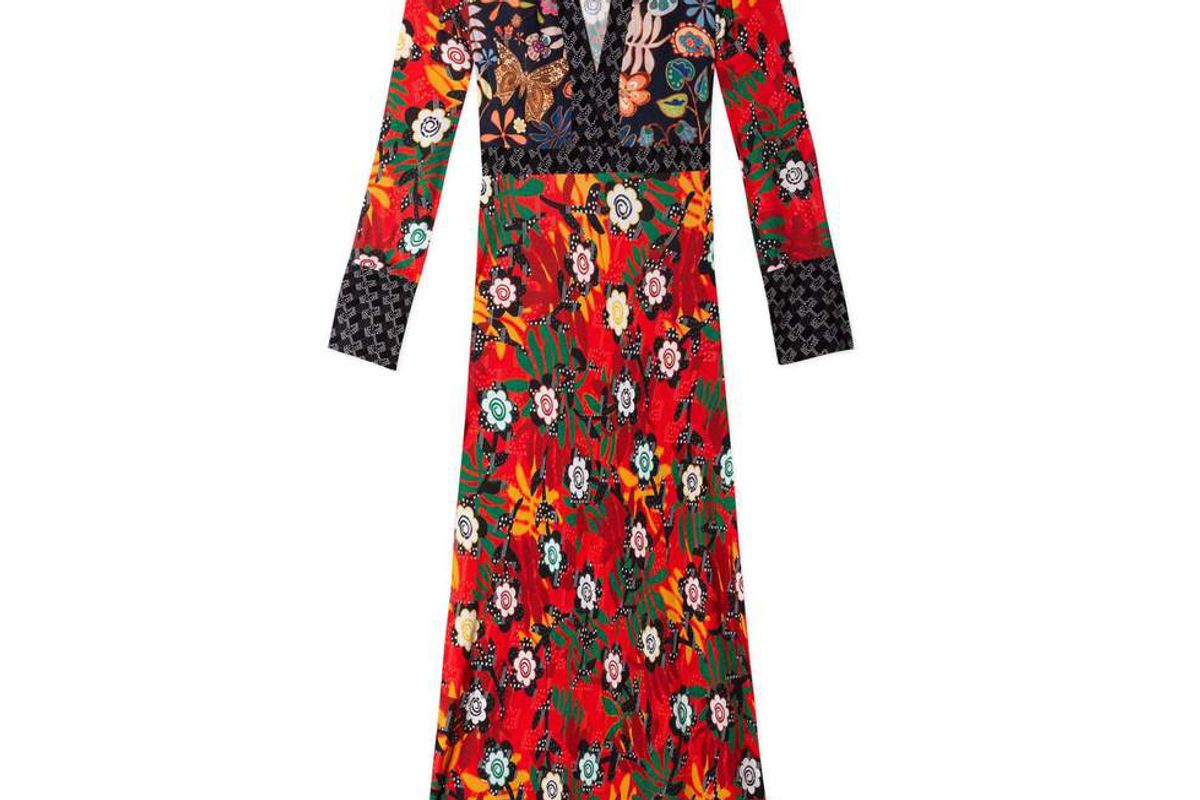 rixo thelma long sleeve midi dress with collar