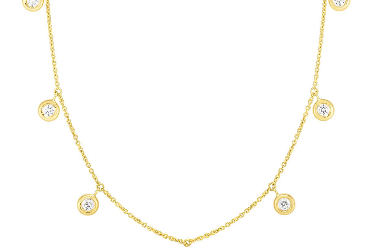 roberto coin 18k 7 station diamond dangle necklace