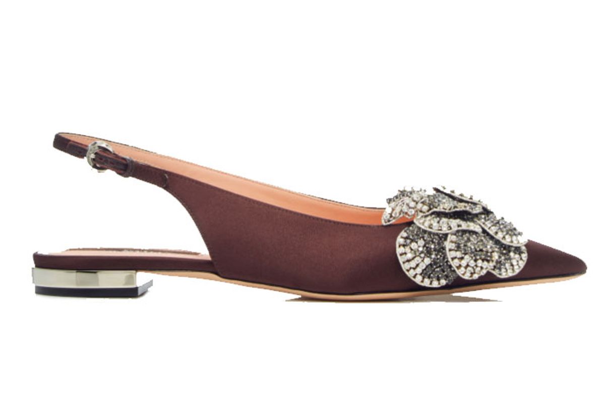 rochas crystal flower slingback